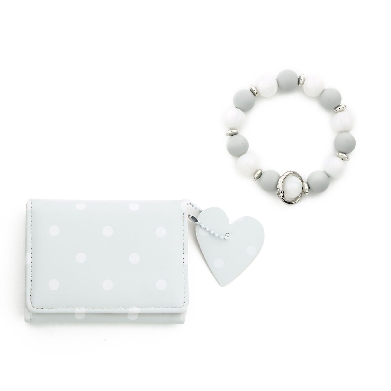 26 Cross-border Spot Polka Dot Small Wallet, Pink Polka Dot Card Holder, Silicone Bead Bracelet, Leather Women's Wallet
