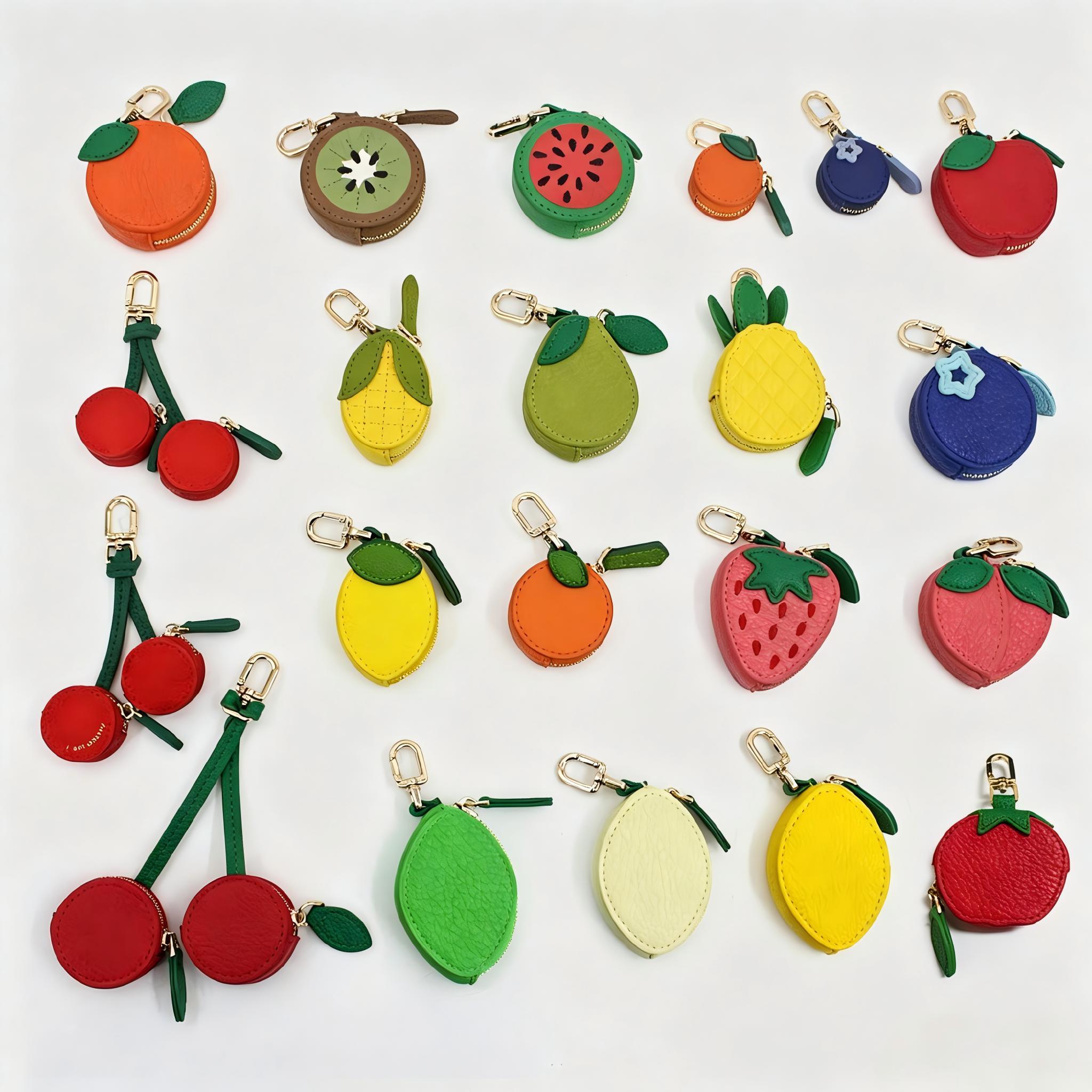 Cute Fruit Mini Coin Purse Keychain, Strawberry Pattern Small Wallet Bag Pendant Gift