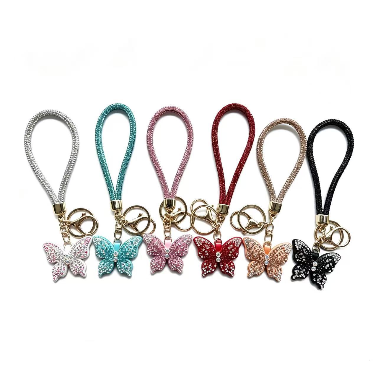 Rhinestone-embellished butterfly keychain