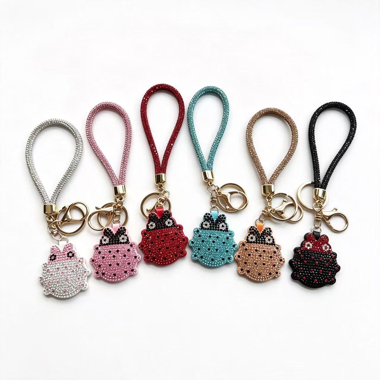 Rhinestone-encrusted beetle keychain