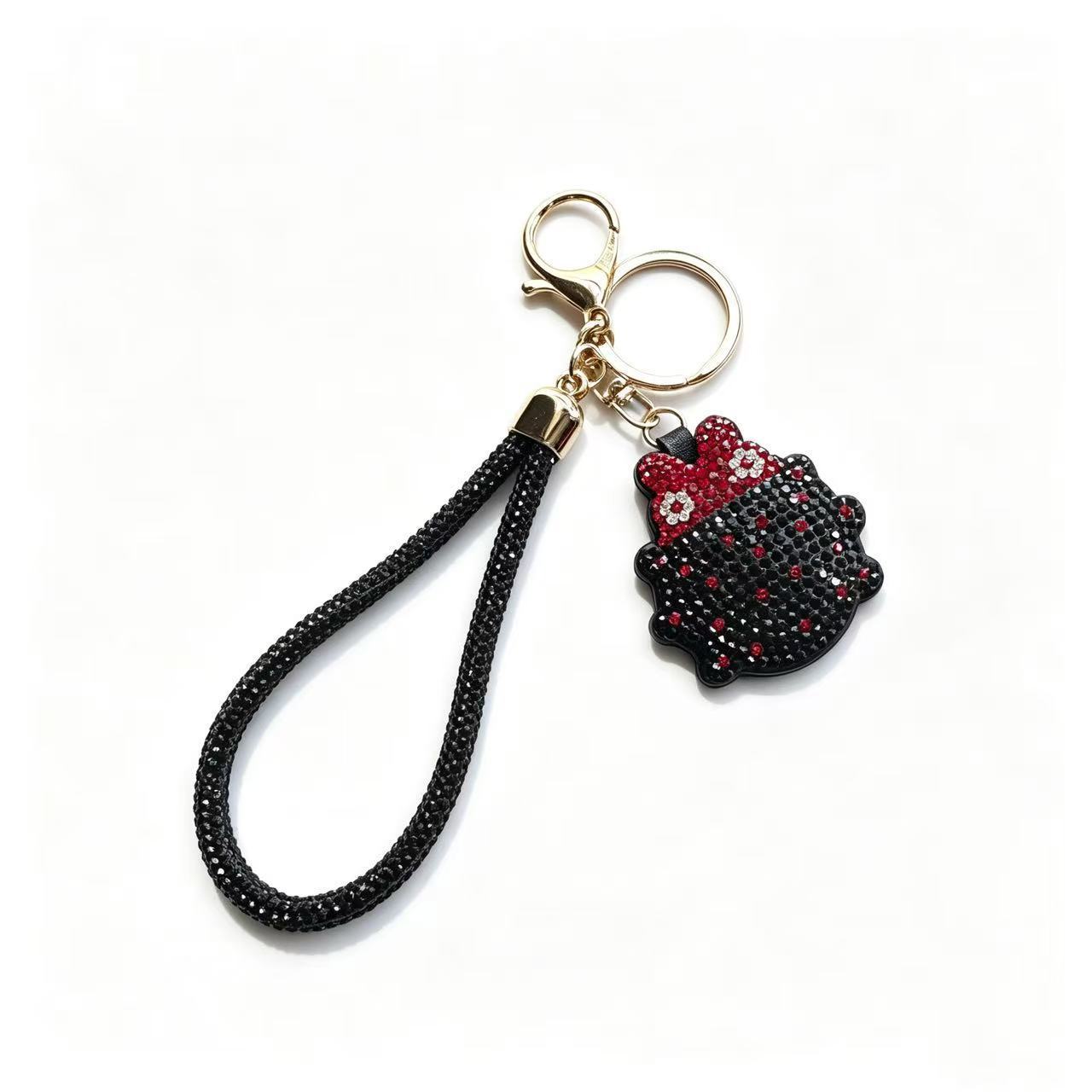 Rhinestone-encrusted beetle keychain