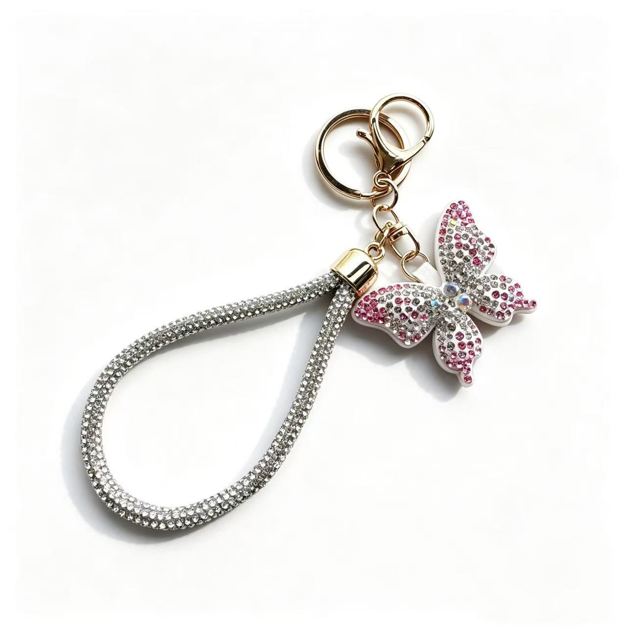 Rhinestone-embellished butterfly keychain