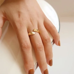 Minimalist Stainless Steel Jewelry Dislocation Cut Section Circle Irregular Chunky Ring Waterdrop 18K Gold Plated Rings YF4094