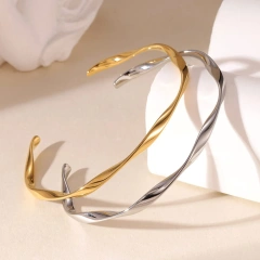 Neutral Stainless Steel 18K Gold Plated Irregular Open-End Mobius Love Waterproof Bracelet Gift YF6653