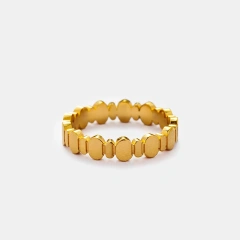 High Quality Waterproof Stainless Steel 18K Gold Plated Oval Splicing Ring Personalized Casual Style Non Tarnish YF6070