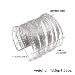 Exaggerated Winding Brushed Collar Bracelet Ring Jewelry Set 18K Gold Plated Waterproof Stainless Steel YF8252