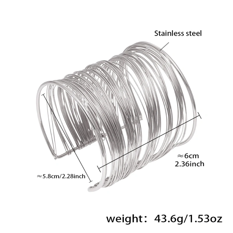 Exaggerated Winding Brushed Collar Bracelet Ring Jewelry Set 18K Gold Plated Waterproof Stainless Steel YF8252