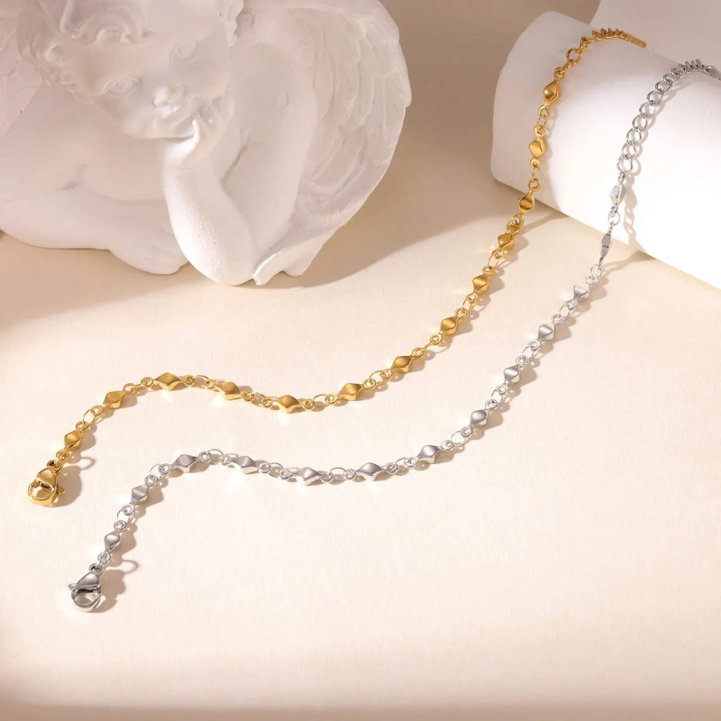 2025 Autumn Collection Niche Luxury Cut Surface Electroplated Bracelet Anklet 18K Gold Plated Waterproof Stainless Steel YF8292