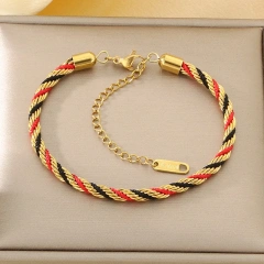 Fashion Hot Selling Ins Style Handmade Woven Colorful Twisted Bracelet 18K Gold Plated Waterproof Stainless Steel YF8277