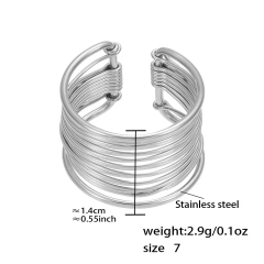Exaggerated Winding Brushed Collar Bracelet Ring Jewelry Set 18K Gold Plated Waterproof Stainless Steel YF8252