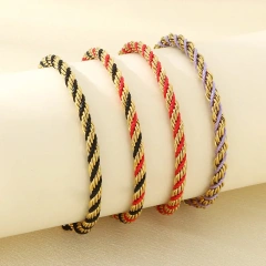 Fashion Hot Selling Ins Style Handmade Woven Colorful Twisted Bracelet 18K Gold Plated Waterproof Stainless Steel YF8277