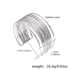 Exaggerated Winding Brushed Collar Bracelet Ring Jewelry Set 18K Gold Plated Waterproof Stainless Steel YF8252