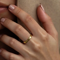 High Quality Waterproof Stainless Steel 18K Gold Plated Oval Splicing Ring Personalized Casual Style Non Tarnish YF6070