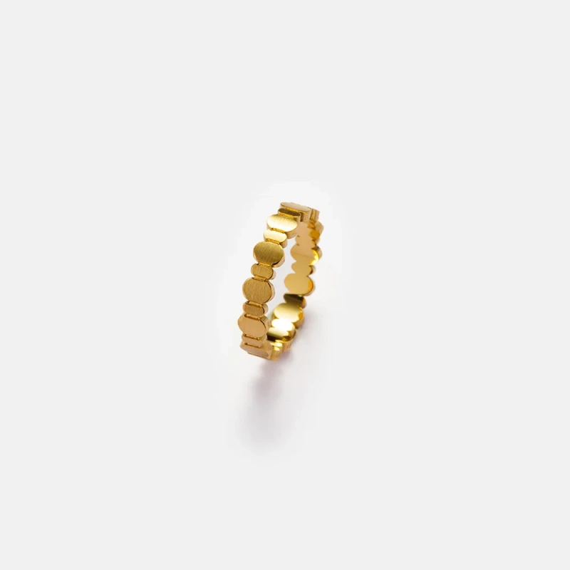 High Quality Waterproof Stainless Steel 18K Gold Plated Oval Splicing Ring Personalized Casual Style Non Tarnish YF6070