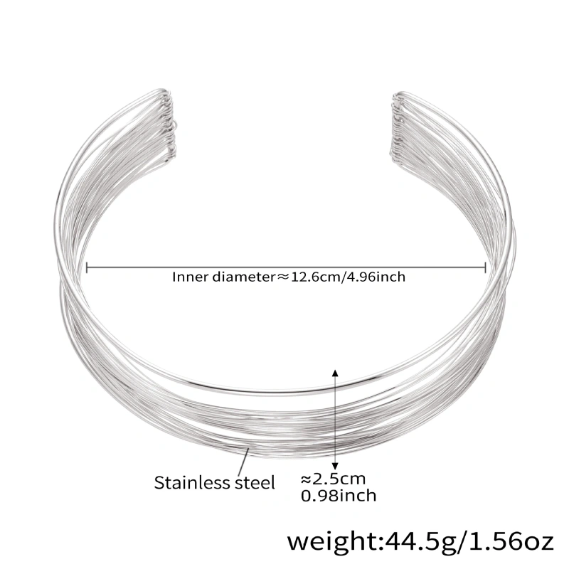 Exaggerated Winding Brushed Collar Bracelet Ring Jewelry Set 18K Gold Plated Waterproof Stainless Steel YF8252
