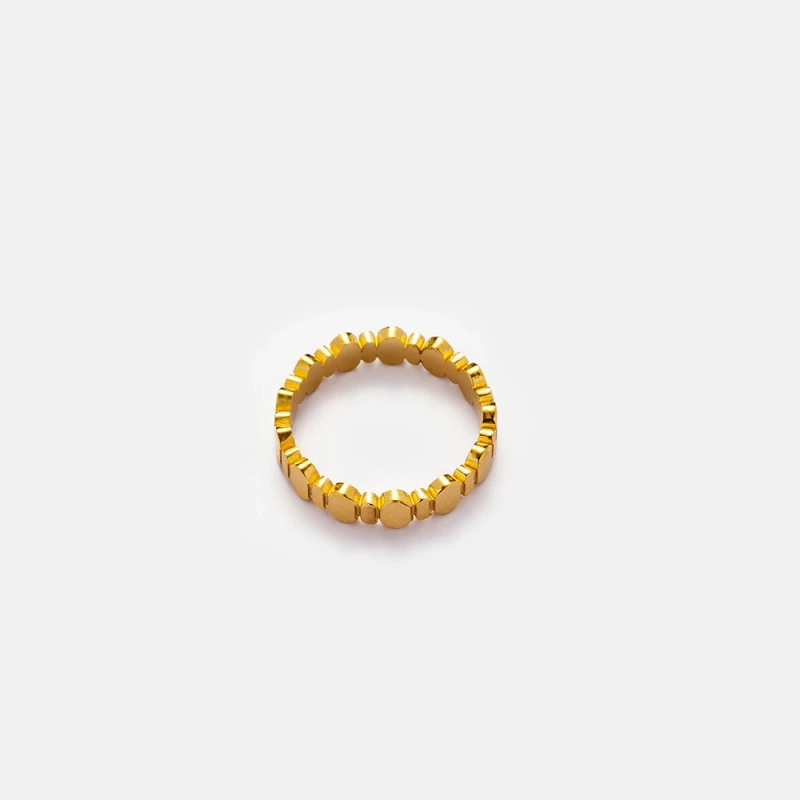 High Quality Waterproof Stainless Steel 18K Gold Plated Oval Splicing Ring Personalized Casual Style Non Tarnish YF6070