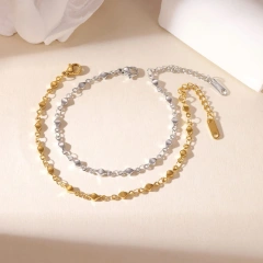 2025 Autumn Collection Niche Luxury Cut Surface Electroplated Bracelet Anklet 18K Gold Plated Waterproof Stainless Steel YF8292