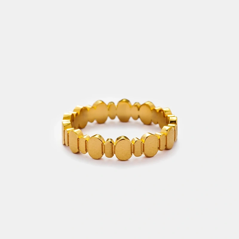 High Quality Waterproof Stainless Steel 18K Gold Plated Oval Splicing Ring Personalized Casual Style Non Tarnish YF6070