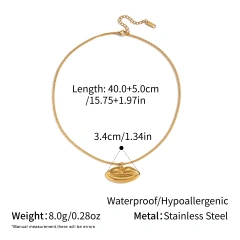 Personalized Niche Lip Stud Earrings Necklace Set 18K Gold Plated Waterproof Stainless Steel YF8243