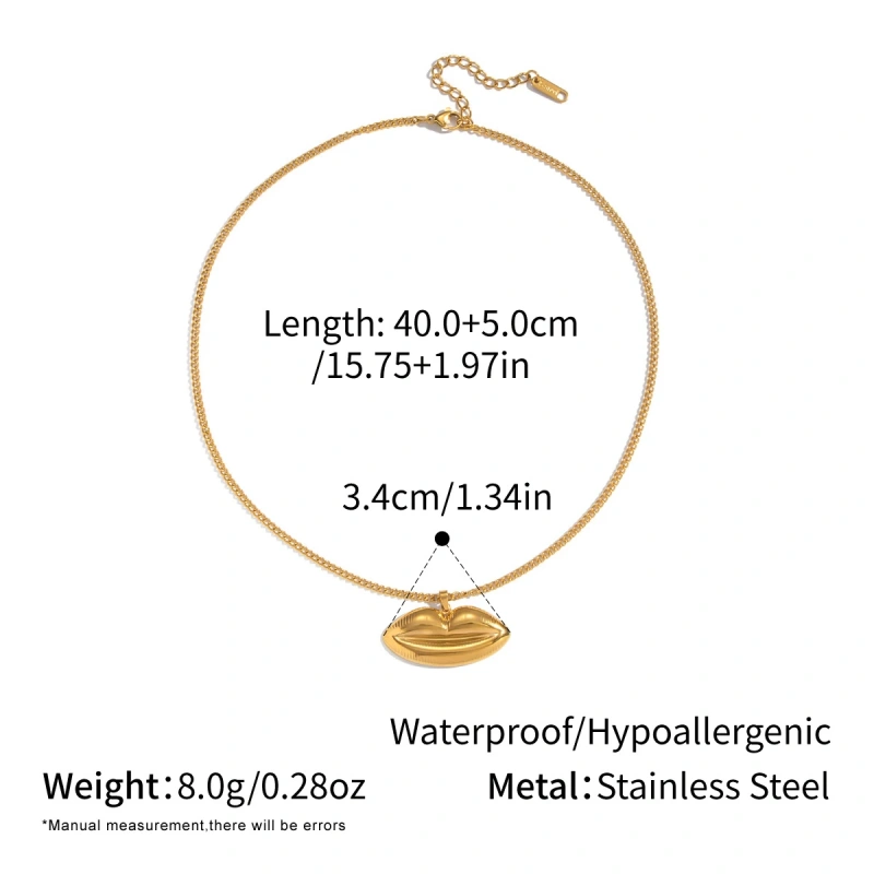 Personalized Niche Lip Stud Earrings Necklace Set 18K Gold Plated Waterproof Stainless Steel YF8243