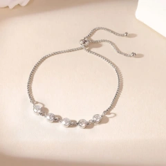 Ins Wind Light Luxury Niche Personality Zircon Adjustable Pull Bracelet 18K Gold Plated Waterproof Stainless Steel YF8293