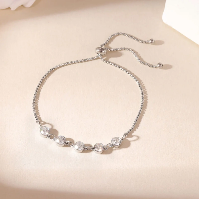 Ins Wind Light Luxury Niche Personality Zircon Adjustable Pull Bracelet 18K Gold Plated Waterproof Stainless Steel YF8293