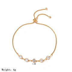 Ins Wind Light Luxury Niche Personality Zircon Adjustable Pull Bracelet 18K Gold Plated Waterproof Stainless Steel YF8293