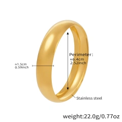 Fine Polished Spherical Widened Bracelet with Metallic Texture 18K Gold Plated Waterproof Stainless Steel YF8165