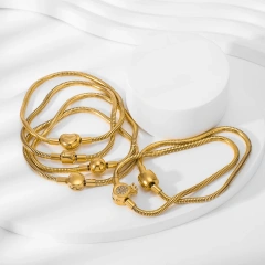 Personalized Fashion Glossy Soft Snake Bone Bracelet 18K Gold Plated Waterproof Stainless Steel Bracelet for Couple YF8085