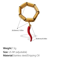 New DIY Pendant Ring Ring Gold Multi Element Pendant Ring Women 18K Gold Plated Waterproof Stainless Steel YF8199