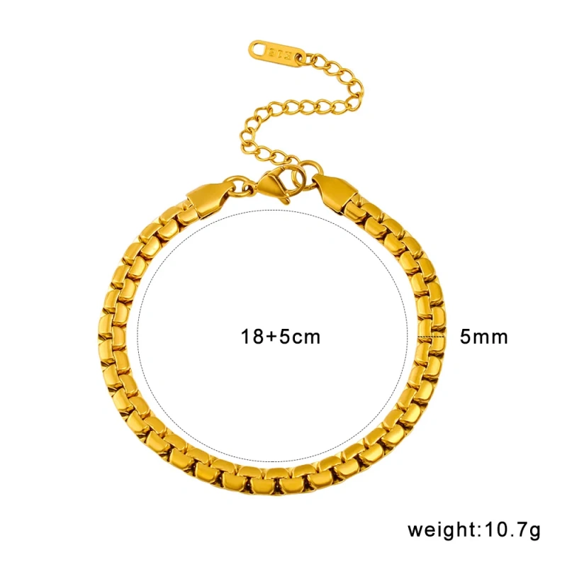 Noticeable Hip Hop Bracelet Womens Mans Couples 18K Gold Plated Waterproof Stainless Steel for Daily YF8005