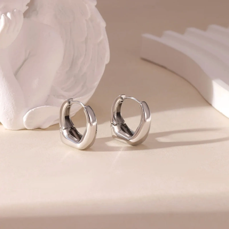 Simple Personality Ring Gold Delicate Earring 18K Gold Plated Waterproof Stainless Steel YF8237