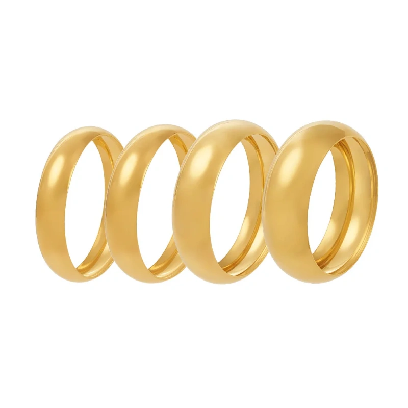 Fine Polished Spherical Widened Bracelet with Metallic Texture 18K Gold Plated Waterproof Stainless Steel YF8165