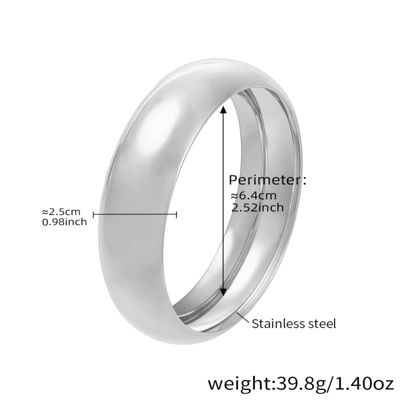 Fine Polished Spherical Widened Bracelet with Metallic Texture 18K Gold Plated Waterproof Stainless Steel YF8165