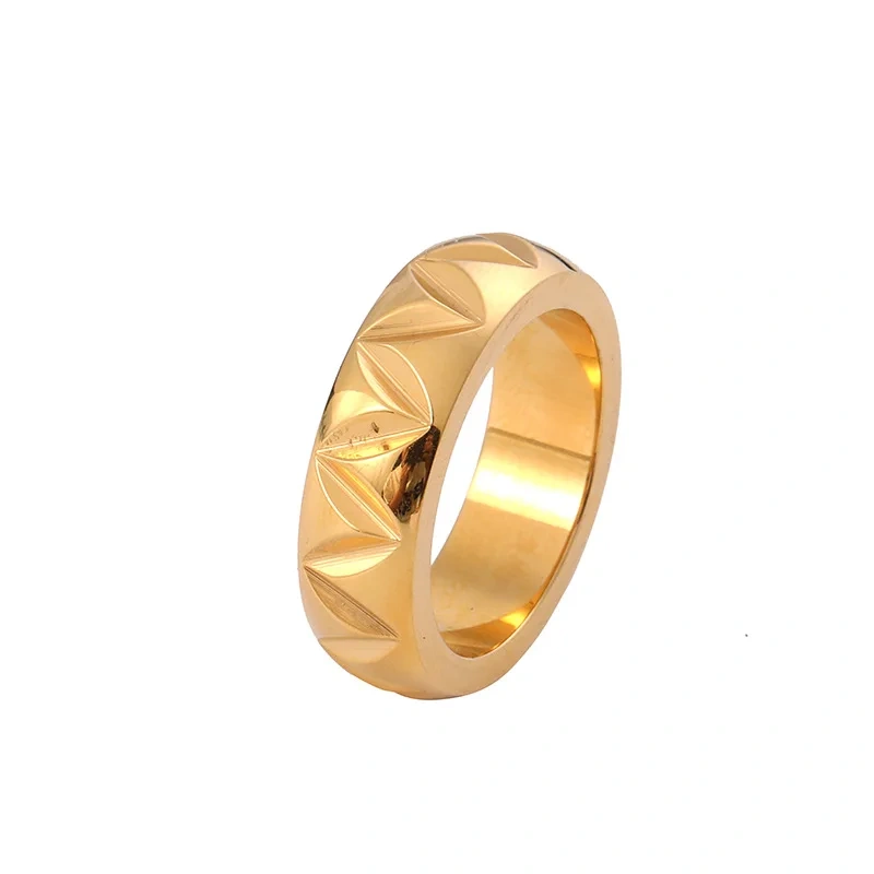 Geometric Design Temperament Triangle Curved Ring 18k Gold Plated Waterproof Stainless Steel for Women YF8224