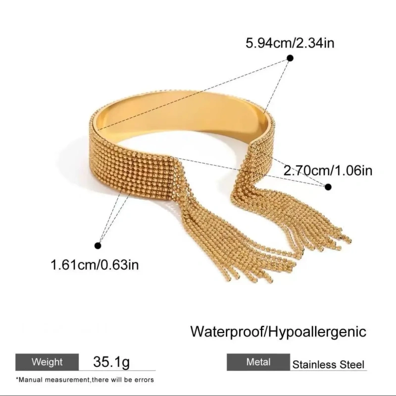 Fashion Temperament Long Fringed Bracelet 18k Gold Plated Waterproof Stainless Steel Bracelet for Women YF8232