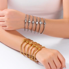 Personalized Fashion Glossy Soft Snake Bone Bracelet 18K Gold Plated Waterproof Stainless Steel Bracelet for Couple YF8085