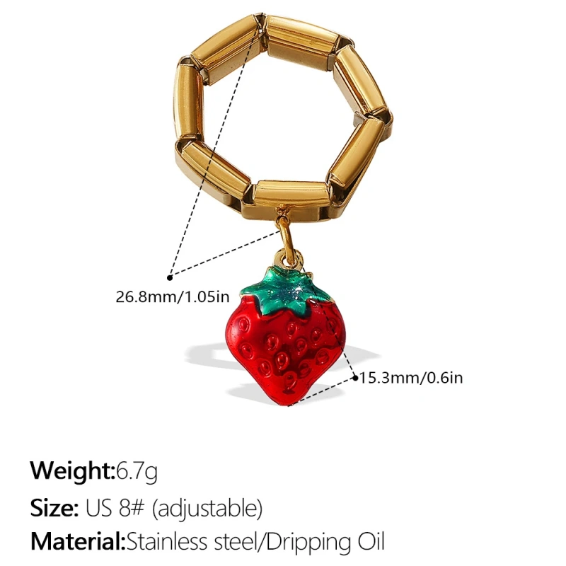New DIY Pendant Ring Ring Gold Multi Element Pendant Ring Women 18K Gold Plated Waterproof Stainless Steel YF8199
