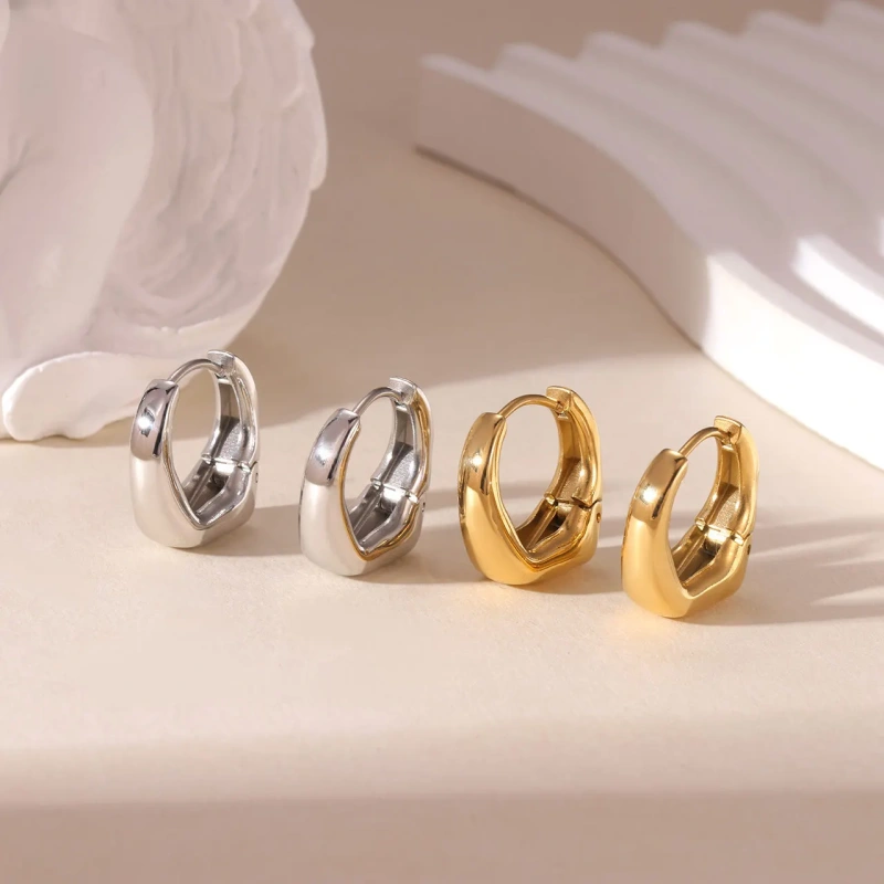 Simple Personality Ring Gold Delicate Earring 18K Gold Plated Waterproof Stainless Steel YF8237