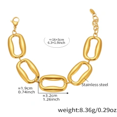 High Polished Stainless Steel Rectangular Necklace Bracelet Jewelry Set 18K Gold Plated Waterproof Stainless Steel YF8166