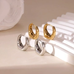 Simple Personality Ring Gold Delicate Earring 18K Gold Plated Waterproof Stainless Steel YF8237