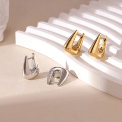 Minimalist Temperament Texture Square Earrings Water Drop Earrings 18K Gold Plated Waterproof Stainless Steel YF8233