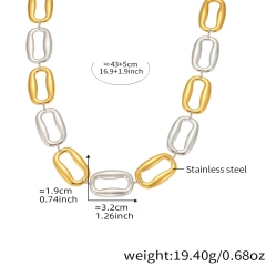 High Polished Stainless Steel Rectangular Necklace Bracelet Jewelry Set 18K Gold Plated Waterproof Stainless Steel YF8166