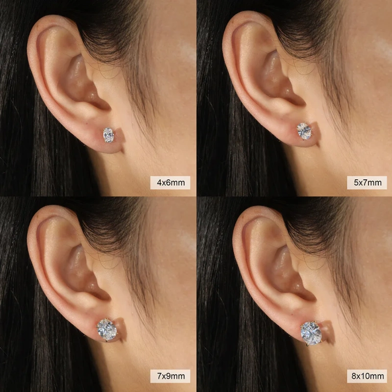 Temperament Oval Super Flash Zircon Stud Earrings 925 Sterling Silver Hypoallergenic Earrings for Gift YF8090