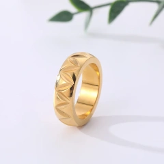 Geometric Design Temperament Triangle Curved Ring 18k Gold Plated Waterproof Stainless Steel for Women YF8224