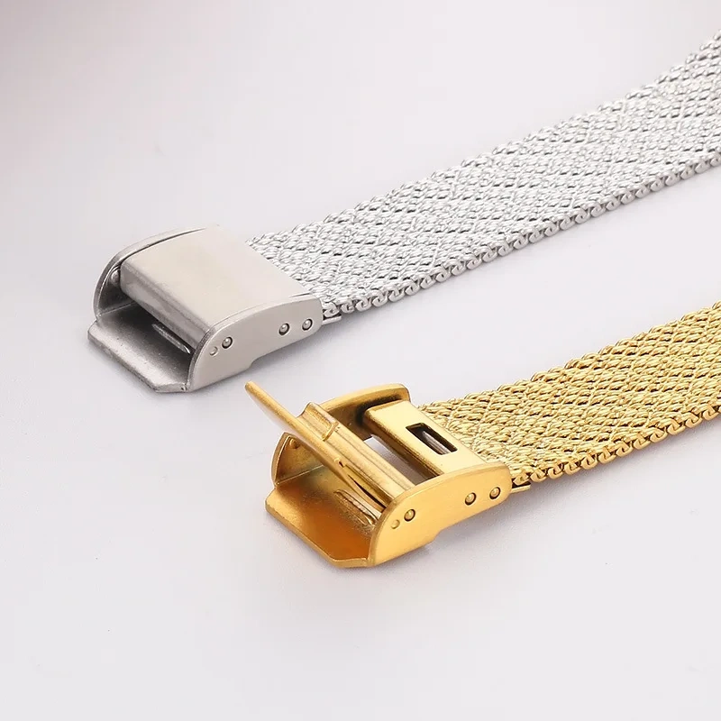 Hip Hop Style Personalized Zircon Cross Curved Mesh Strap Bracelet 18k Gold Plated Waterproof Stainless Steel Gift YF8122