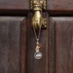 New Personality Creative Devils Eye Palm Pendant Necklace 18K Gold Plated Waterproof Stainless Steel YF8193