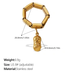 New DIY Pendant Ring Ring Gold Multi Element Pendant Ring Women 18K Gold Plated Waterproof Stainless Steel YF8199