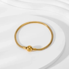 Personalized Fashion Glossy Soft Snake Bone Bracelet 18K Gold Plated Waterproof Stainless Steel Bracelet for Couple YF8085