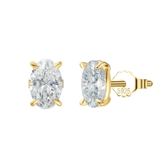 Temperament Oval Super Flash Zircon Stud Earrings 925 Sterling Silver Hypoallergenic Earrings for Gift YF8090